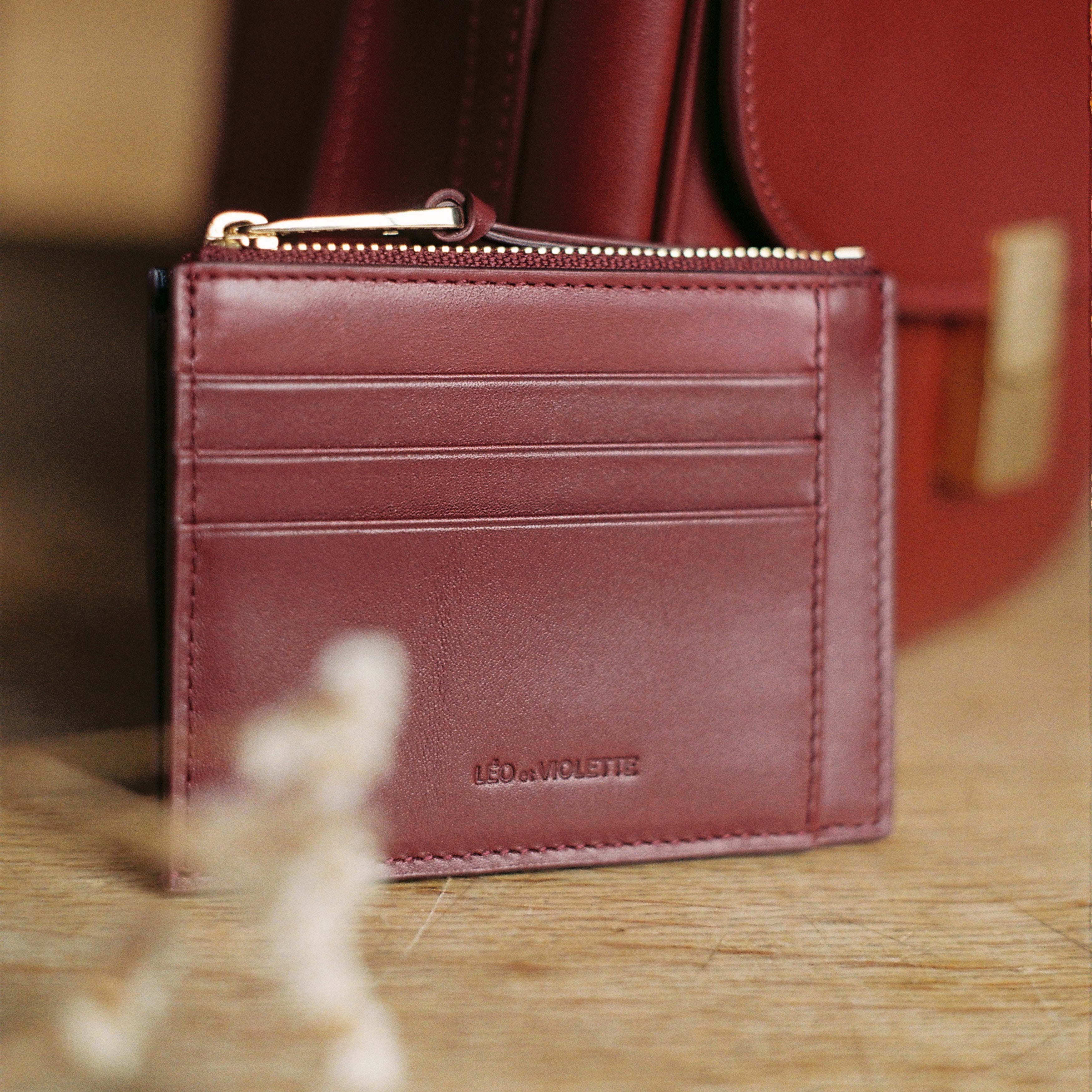 Le Porte-cartes ID Zippé Burgundy