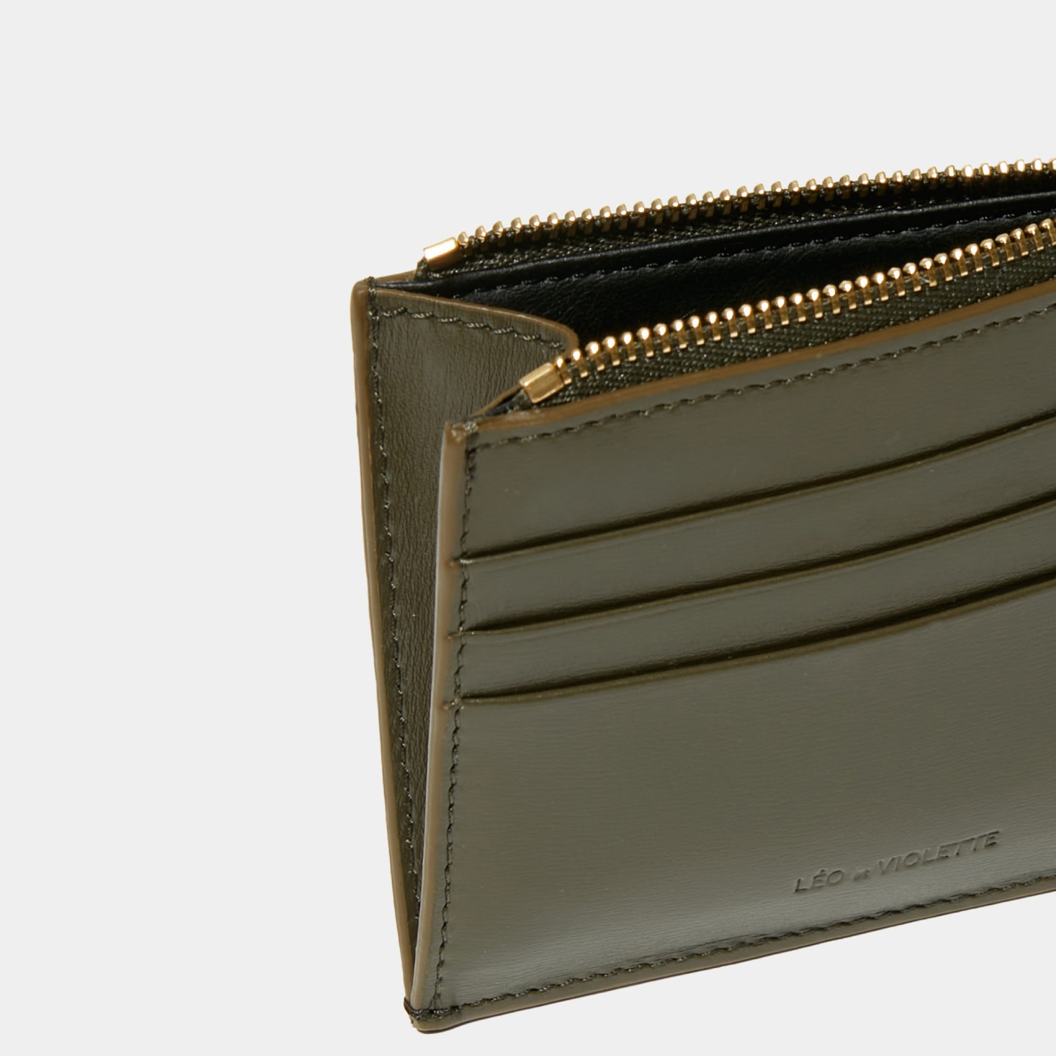 Le Porte-cartes ID Zippé Khaki Liégé