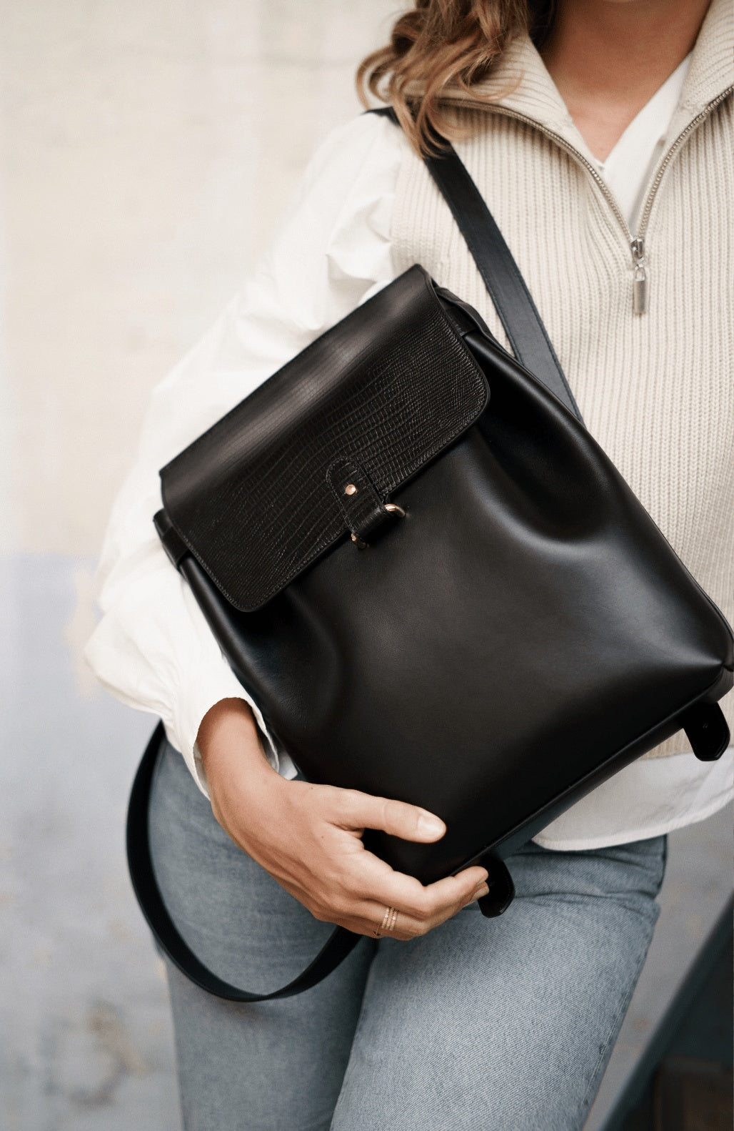 Le Backpack Printed Lizard Black