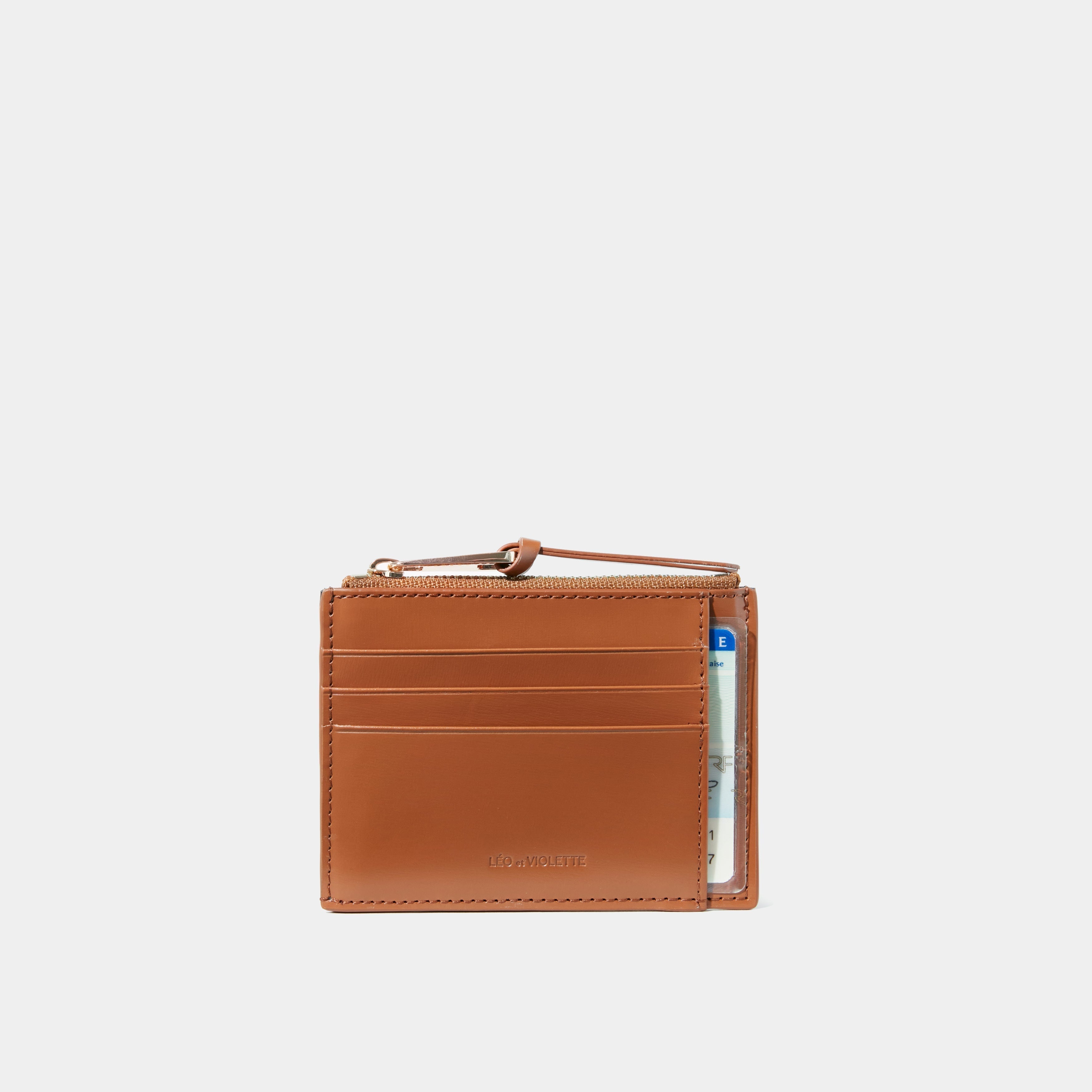 Le Porte-cartes ID Zippé Camel Liégé