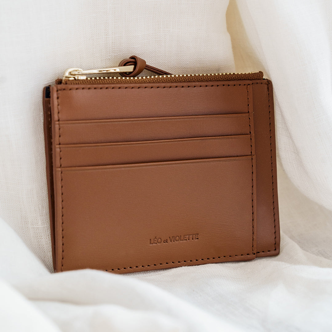 Le Porte-cartes ID Zippé Camel Liégé