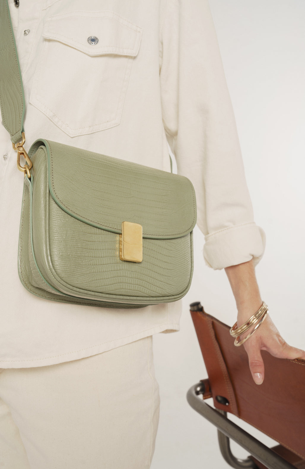 Le Nova Printed Lizard Almond Green