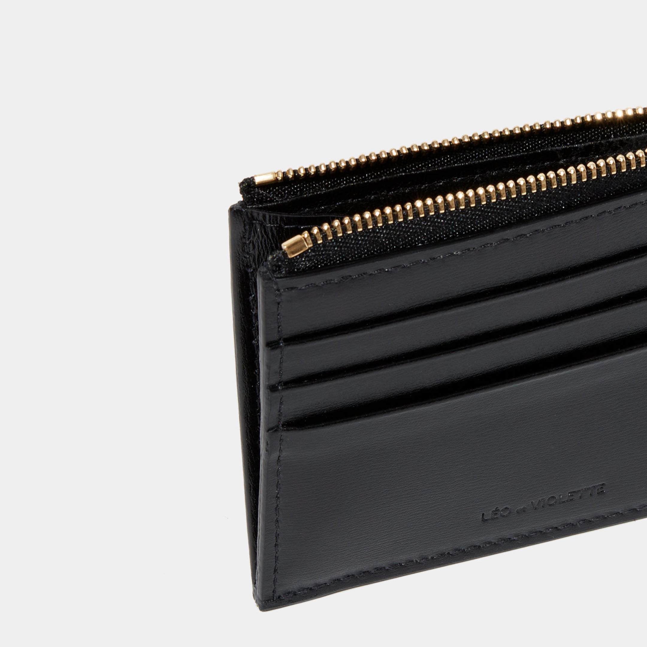Le Porte-cartes ID Zippé Black Liégé