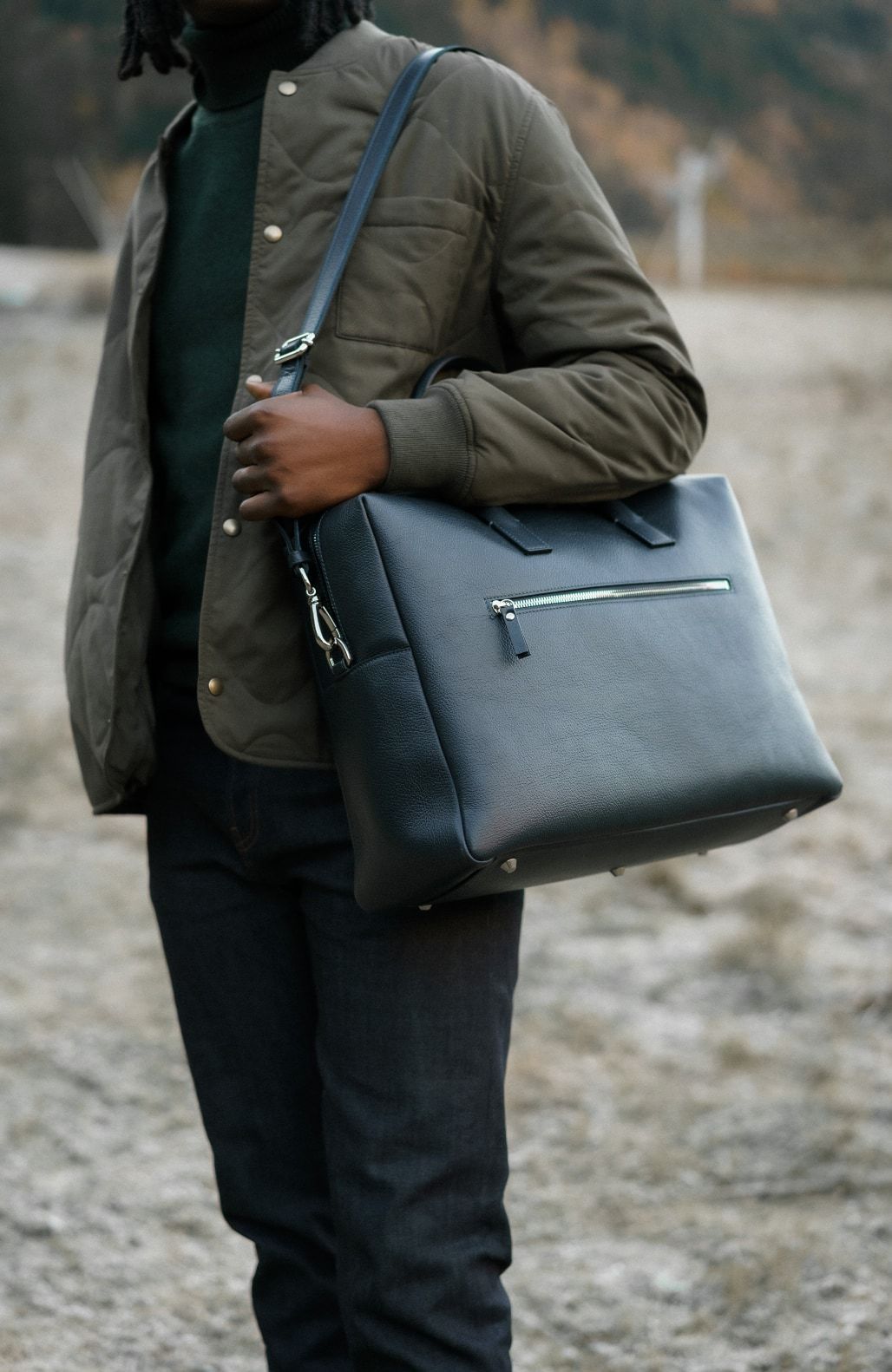 Le Compact Weekender Blue Pebbled Leather