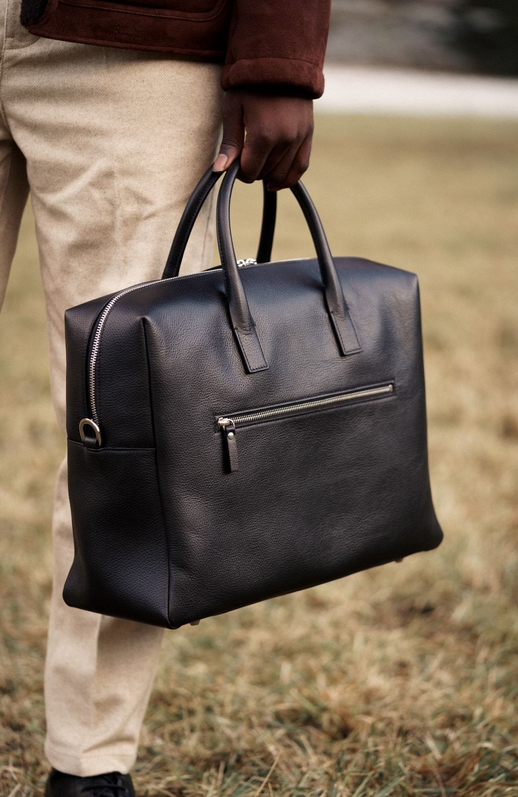 Le Compact Weekender Black Pebbled Leather