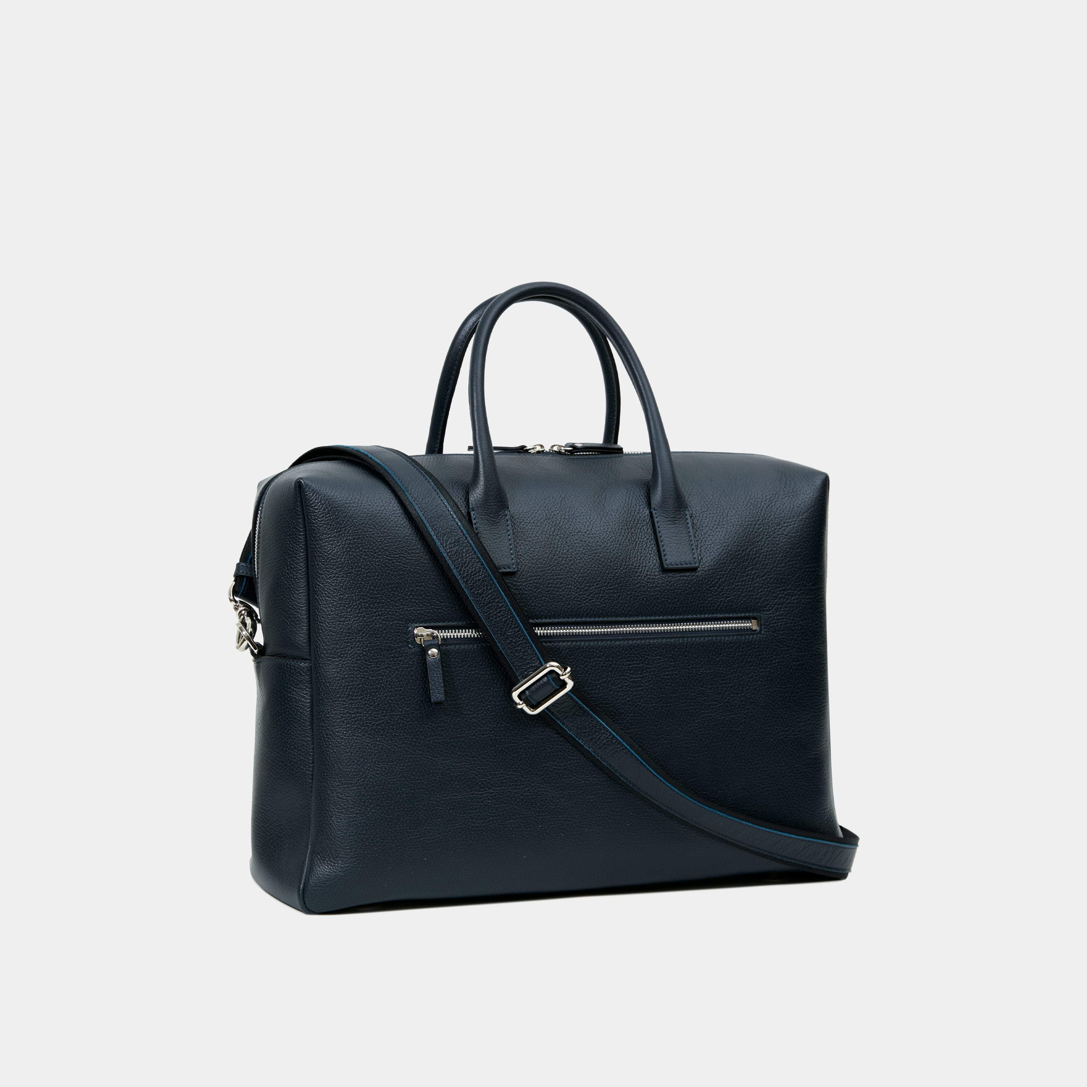 Le Compact Weekender Blue Pebbled Leather
