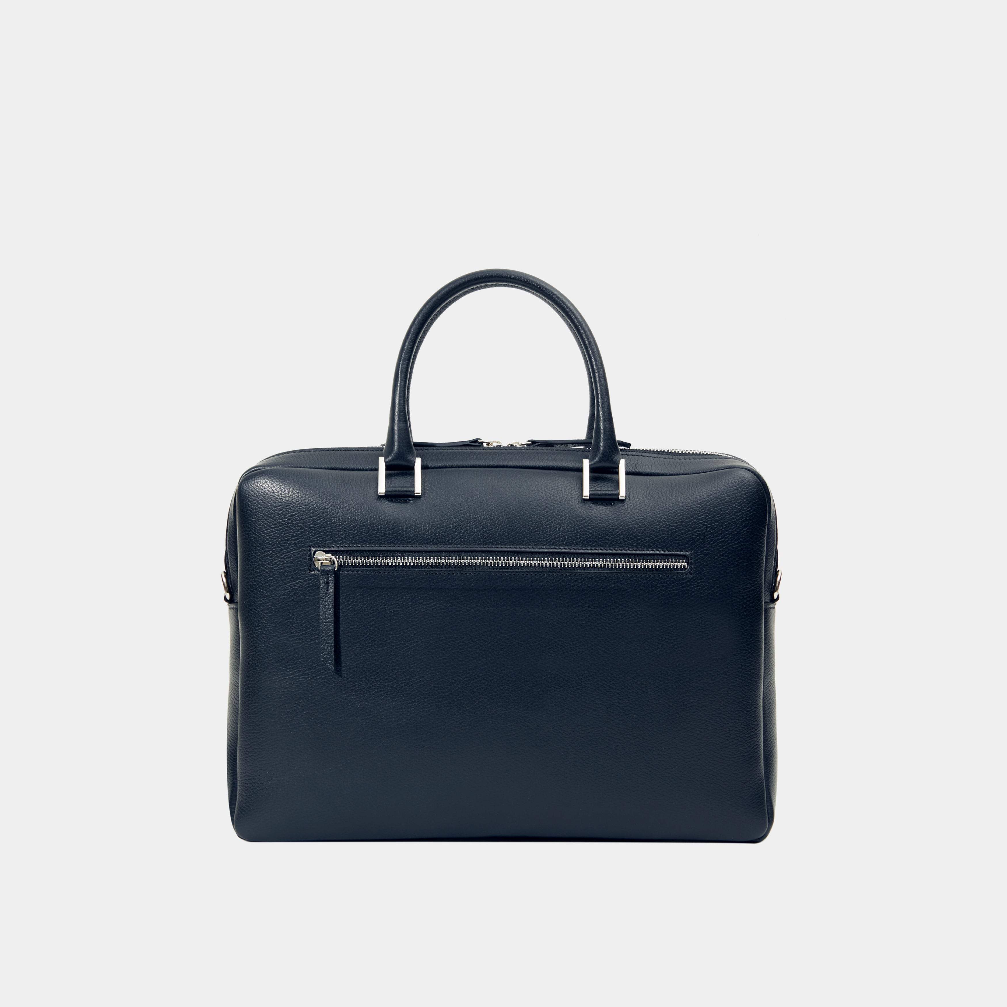 Le Slim Briefcase Blue Pebbled Leather