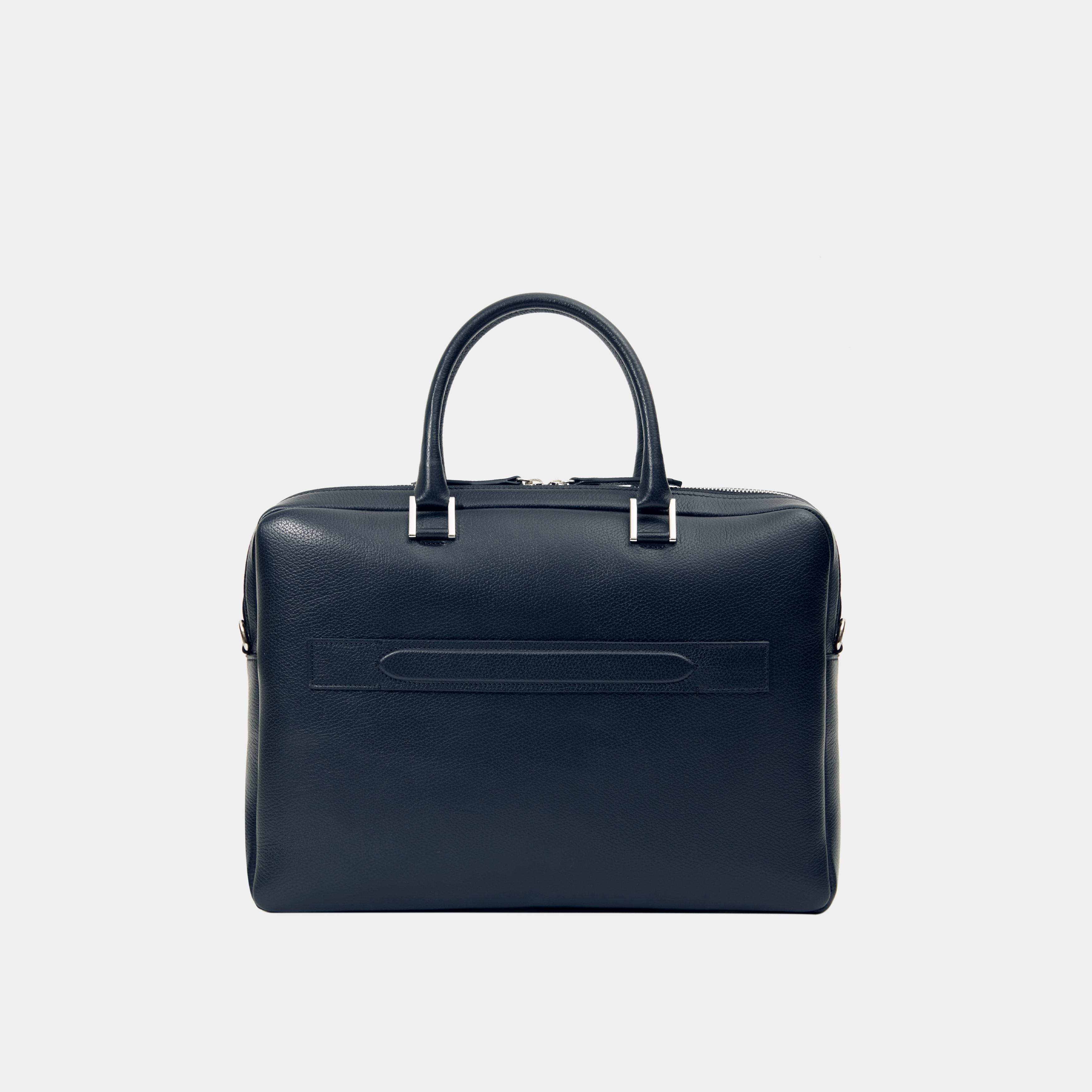 Le Slim Briefcase Blue Pebbled Leather