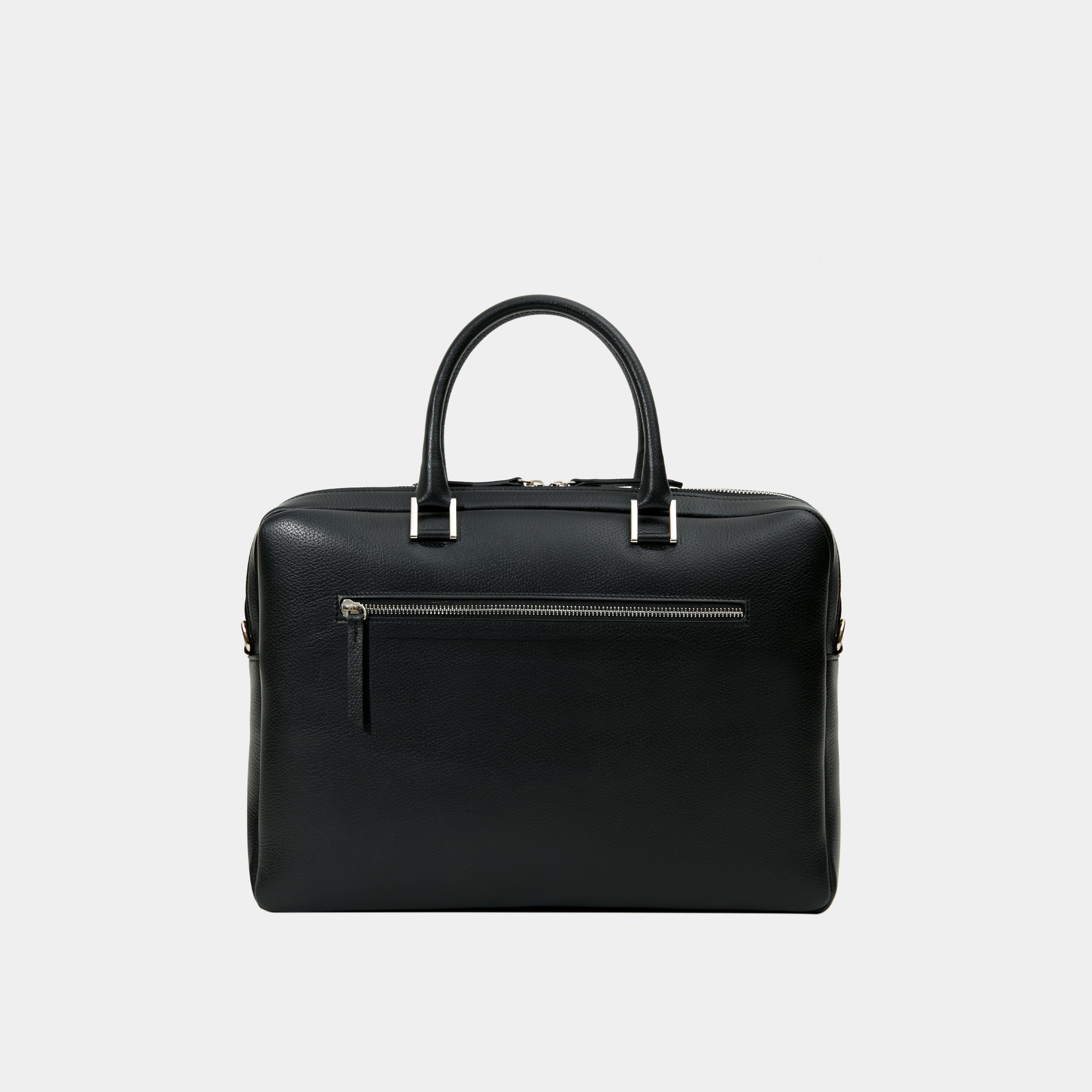 Le Slim Briefcase Black Pebbled Leather