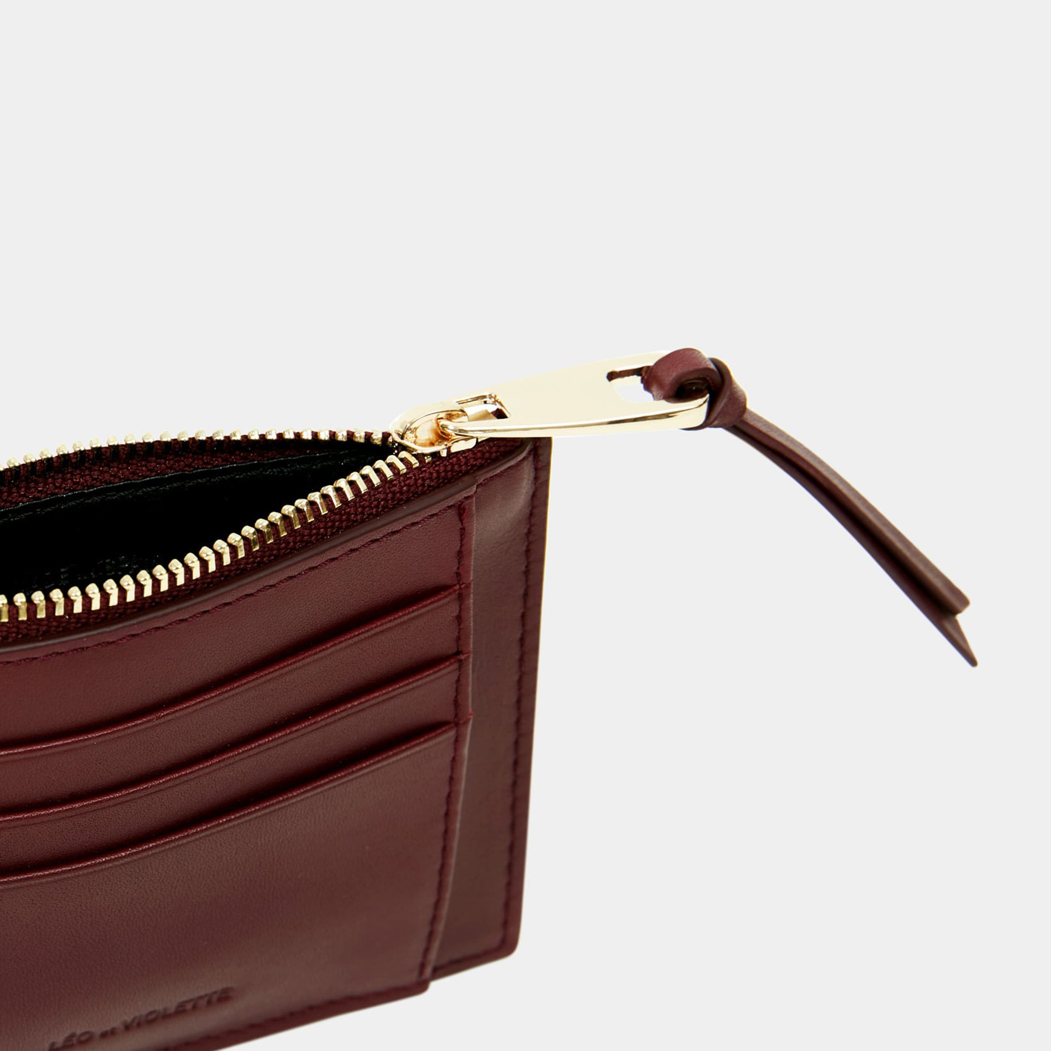 Le Porte-cartes ID Zippé Burgundy