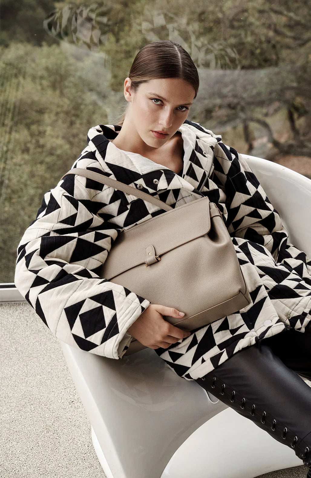 Le Primo Greige Pebbled Leather